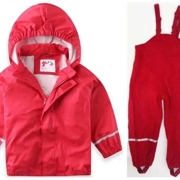 New  red waterproof rain suit jacket overalls. 2 years - Picture 1 of 5
